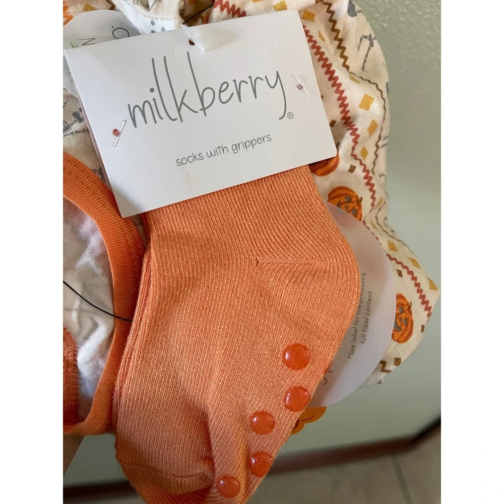 Baby Milkberry Halloween Bamboo Pajama Orange Beige Skeleton Pumpkin 12 Months